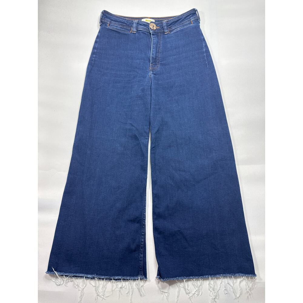 Maeve by Anthropologie Women's Wide Leg Cropped Blue Denim Jeans - 28P (27x24)